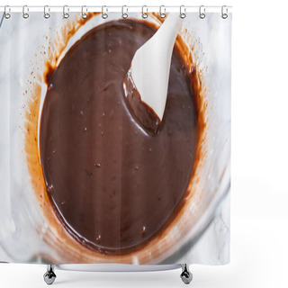Personality  Preparing Chocolate Ganache In A Glass Mixing Bowl. Shower Curtains