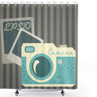 Personality  Vector Illustration Of Retro Photo Camera. Shower Curtains