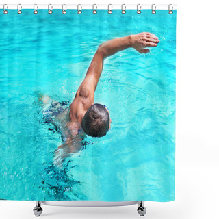 Personality  Portrait Of Male Swimmers Shower Curtains