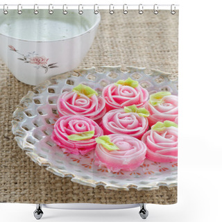 Personality  Rose Flower Sweet (ALUA GULAB )Thai Dessert  With Cup Of Milk Gr Shower Curtains