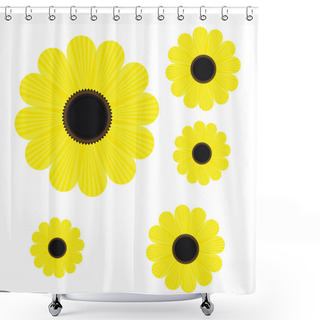Personality  Big Set Of Beautiful Colorful Flowers. Vector Illustration. Shower Curtains