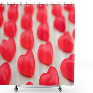 Personality  Straight View Of Gummy Hearts In Lines Shower Curtains