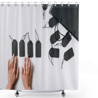 Personality  Female Hands And Blank Labels Shower Curtains
