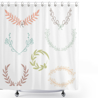 Personality  Vector Collection Of Laurels, Floral Elements And Banners Shower Curtains