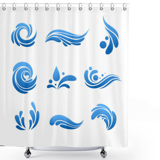 Personality  Water Drop And Splash Icon Vector Set Shower Curtains