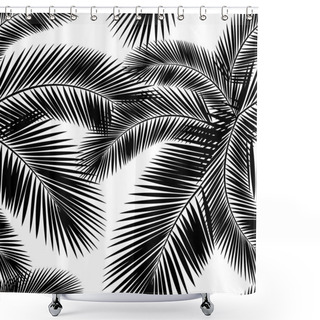 Personality  Seamless Color Palm Leaves Pattern. Flat Style. Black And White Shower Curtains