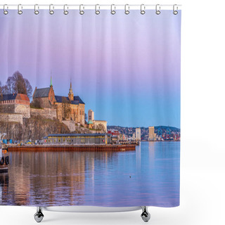 Personality  Sunset View Of The Akershus Fort In Oslo, Norway Shower Curtains