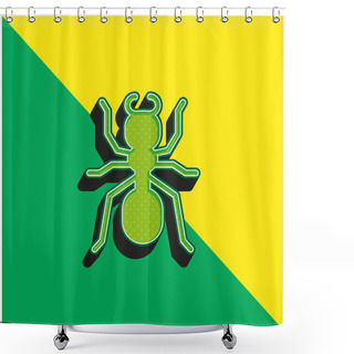 Personality  Ant Green And Yellow Modern 3d Vector Icon Logo Shower Curtains
