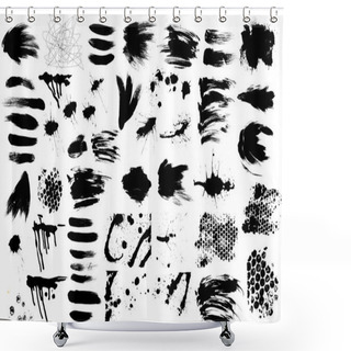 Personality  Brush Strokes And Ink And Paint Splatters Vector Set Shower Curtains