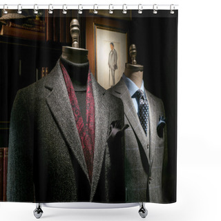 Personality  Two Mannequins In Coat And Suit Shower Curtains