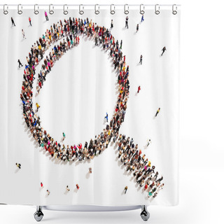 Personality  Large Group Of People In The Shape Of A Magnifying Glass. Shower Curtains