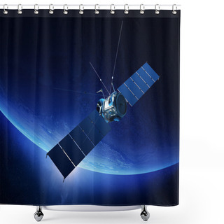 Personality  Communications Satellite Orbiting Earth Shower Curtains