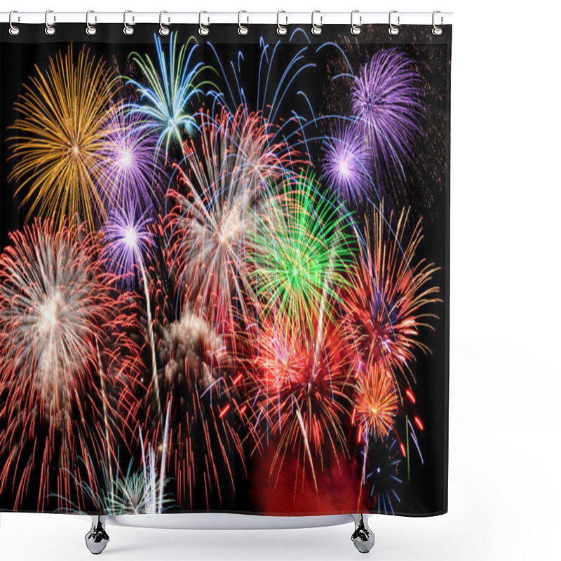 Personality  Fireworks of various colors shower curtains