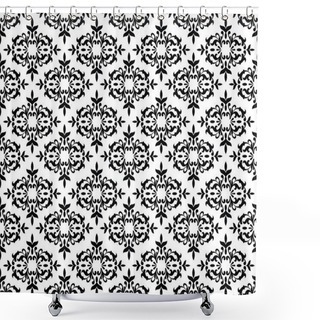 Personality  Black And White Seamless Floral Wallpaper Pattern Shower Curtains
