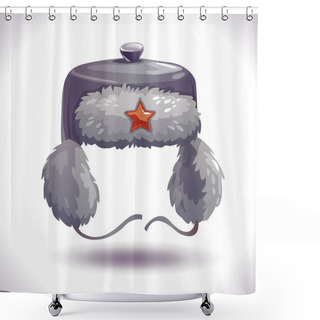 Personality  Cartoon Winter Fur Grey Earflaps Hat Shower Curtains