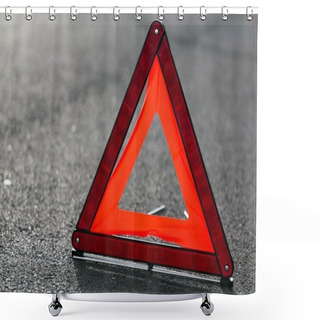 Personality  Red Triangle Of A Car Shower Curtains