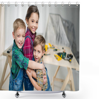 Personality  Happy Kids Hugging Shower Curtains