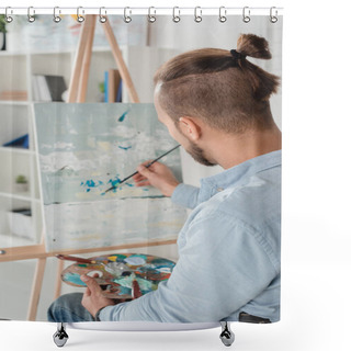 Personality  Man Painting On Canvas Shower Curtains
