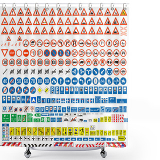 Personality  European Traffic Signs Collection. Signs Of Danger. Mandatory Signs.Signs Of Obligations. Signs Of Alerts. Supplementary Tables. Tables Of Routing. Temporary Traffic Signs. 308 Signs, Vector. Shower Curtains