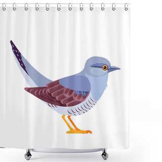 Personality  Common Cuckoo Is A Member Of The Cuckoo Order Of Birds, Cuculiformes. Bird Cartoon Flat Style Beautiful Character Of Ornithology, Vector Illustration Isolated On White Shower Curtains