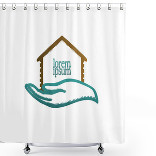 Personality  Hand Holding House, Real Estate Investment Logo Design Shower Curtains