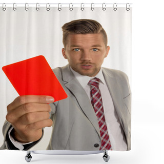 Personality  Manager With Red Card Shower Curtains