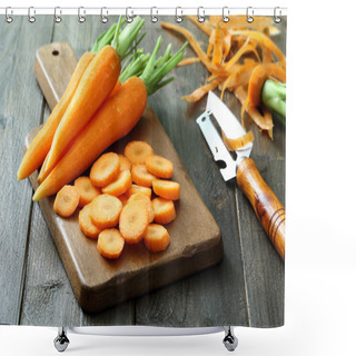 Personality  Sliced And Whole Carrots  Shower Curtains