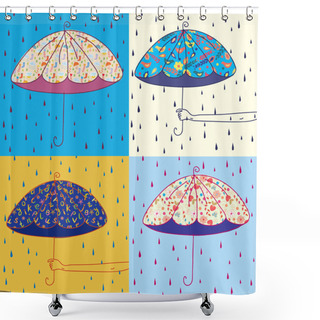 Personality  Umbrellas Set Shower Curtains