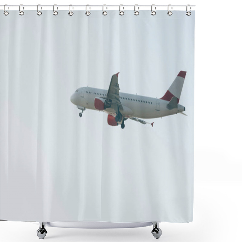 Personality  Low angle view of jet plane with sky at background shower curtains