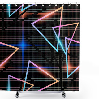 Personality  Retrofuturistic Abstract Seamless Background Shower Curtains
