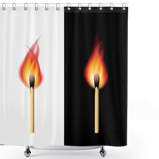 Personality  Burning Match Black And White Vector Shower Curtains
