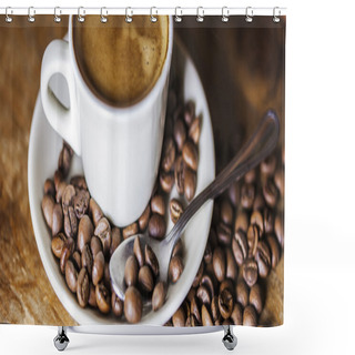 Personality  Coffee Cup And Beans Letterbox Shower Curtains