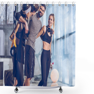 Personality  Group Of Sportive People In Gym Shower Curtains