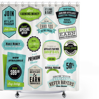 Personality  Set Of Badges And Stickers Shower Curtains