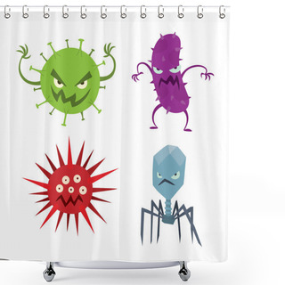 Personality  Alien Monster Vector Illustration. Shower Curtains
