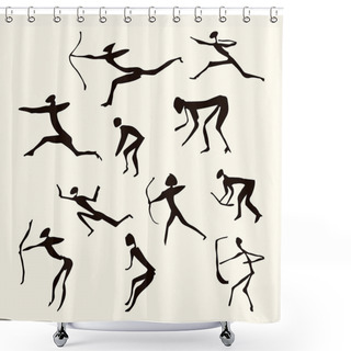 Personality  Rock Paintings. Vector Drawing Shower Curtains