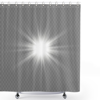 Personality  White Bright Star.  Shower Curtains