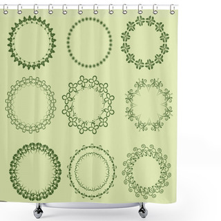 Personality  Vintage Round Frames - Illustration Shower Curtains