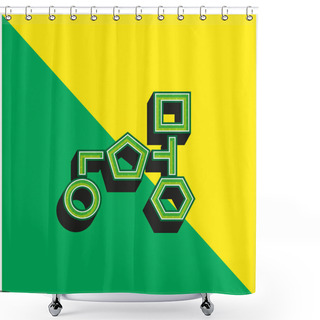 Personality  Block Schemes With Geometrical Basic Shapes Outlines Green And Yellow Modern 3d Vector Icon Logo Shower Curtains