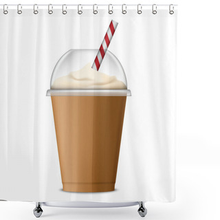 Personality  Ice Coffee Icon, Realistic Style Shower Curtains