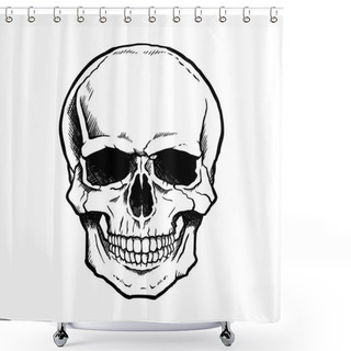 Personality  Black And White Human Skull With Jaw Shower Curtains