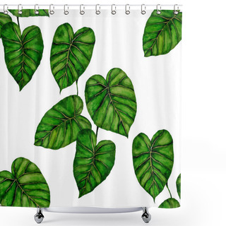 Personality  Modern Abstract Seamless Pattern With Watercolor Tropical Leaves And Flowers For Textile Design. Retro Bright Summer Background. Jungle Foliage Illustration. Swimwear Botanical Design. Vintage Exotic Print. Shower Curtains