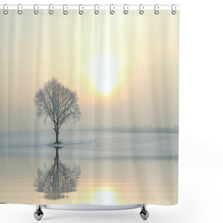 Personality  Winter Landscape Of Frosted Tree At Sunrise Shower Curtains
