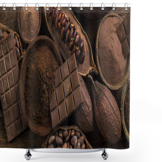 Personality  Cocoa Pod And Chocolate Bar And Food Dessert Background Shower Curtains
