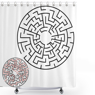 Personality  Illustration With Labyrinth, Maze Conundrum For Kids. Baby Puzzle With Entry And Exit. Children Puzzle Game. Shower Curtains