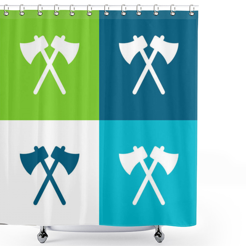 Personality  Axes Flat Four Color Minimal Icon Set Shower Curtains