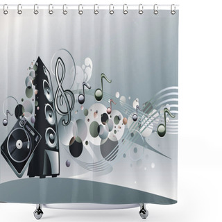Personality   Turntable And Loudspeaker Design Shower Curtains