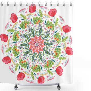 Personality  A Floral Mandala Vector Illustration With Poppies Shower Curtains