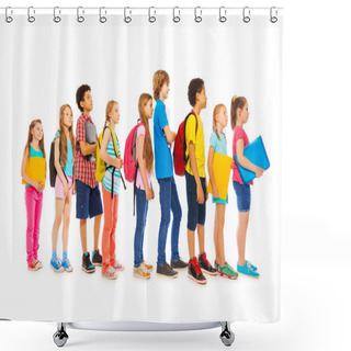 Personality  School Kids With Backpacks And Textbooks Shower Curtains