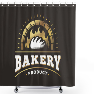Personality  Bread Logo - Vector Illustration. Bakery Emblem On Black Background Shower Curtains